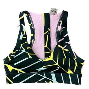 Puma Cosmic TZ Ponderosa Pine& Pink Sports Bra Medium Impact size XS NWOT
